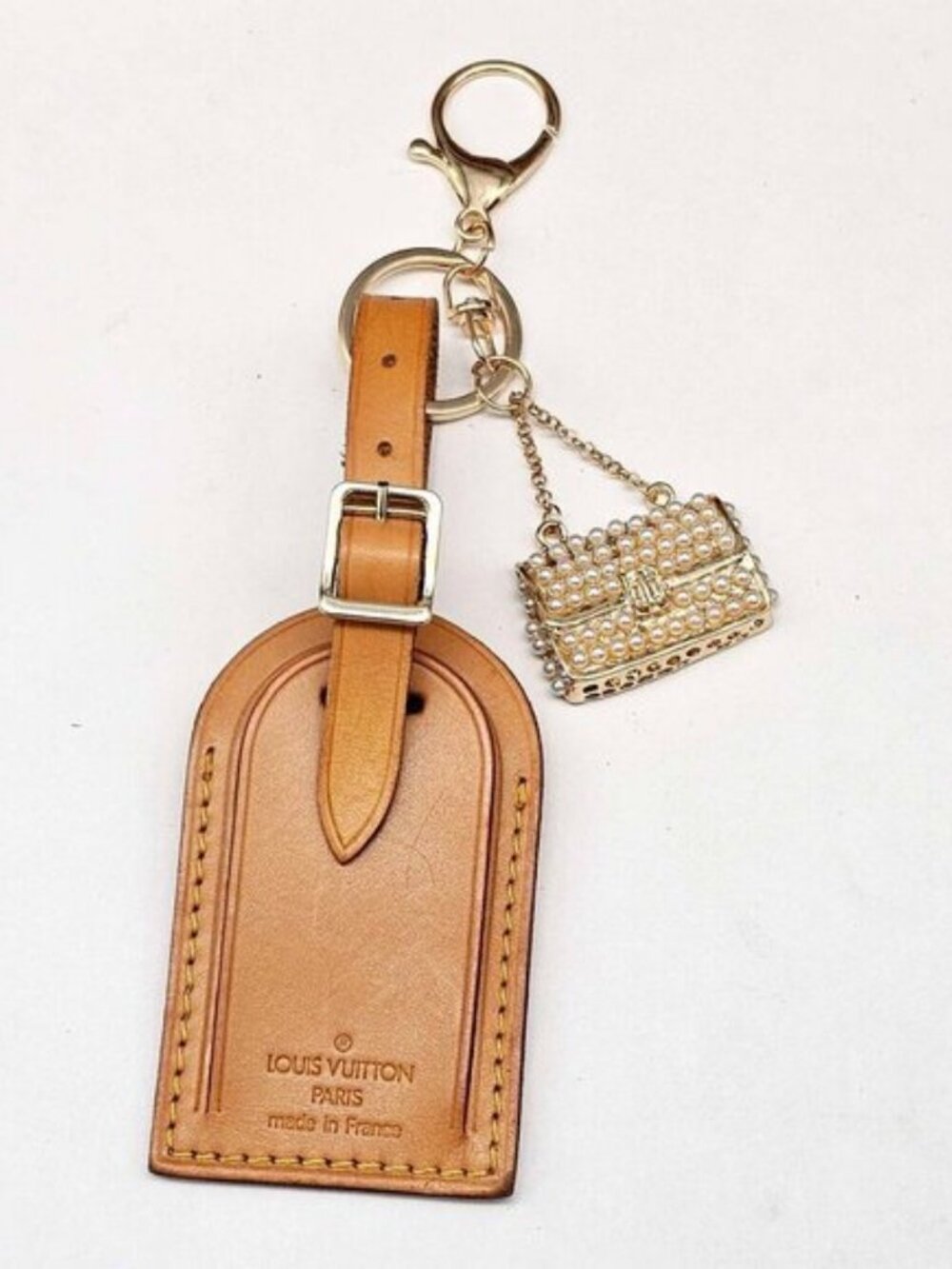 Authentic Louis Vuitton Luggage Tag with Unbranded Keycharm, Keychain